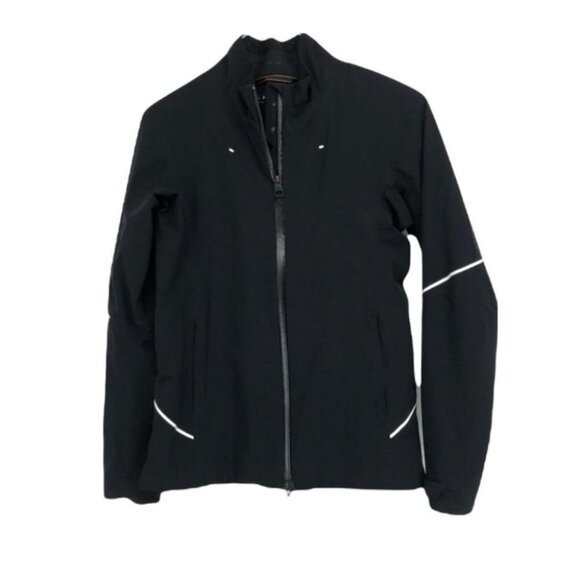 KJUS black full zip jacket white trim size small  lined mesh interior - Picture 1 of 16